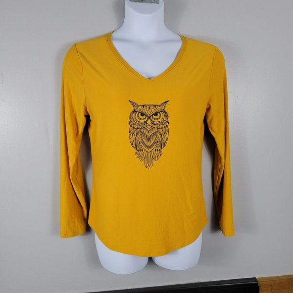 Very cute blouse, new condition & comfortable material. Med Long Sleeve Owl top - Picture 7 of 8